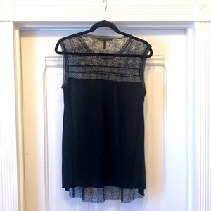 BCBG sheer lace cotton top